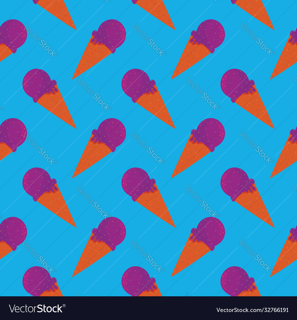 Purple ice cream in a cone seamless pattern