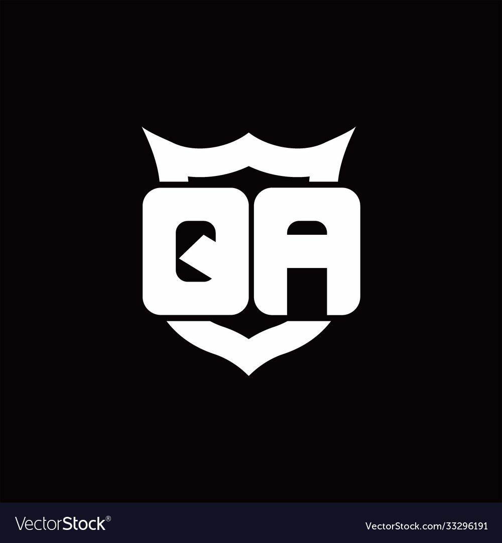 Qa logo monogram with shield around crown shape Vector Image Qa logo monogram with shield around crown shape
