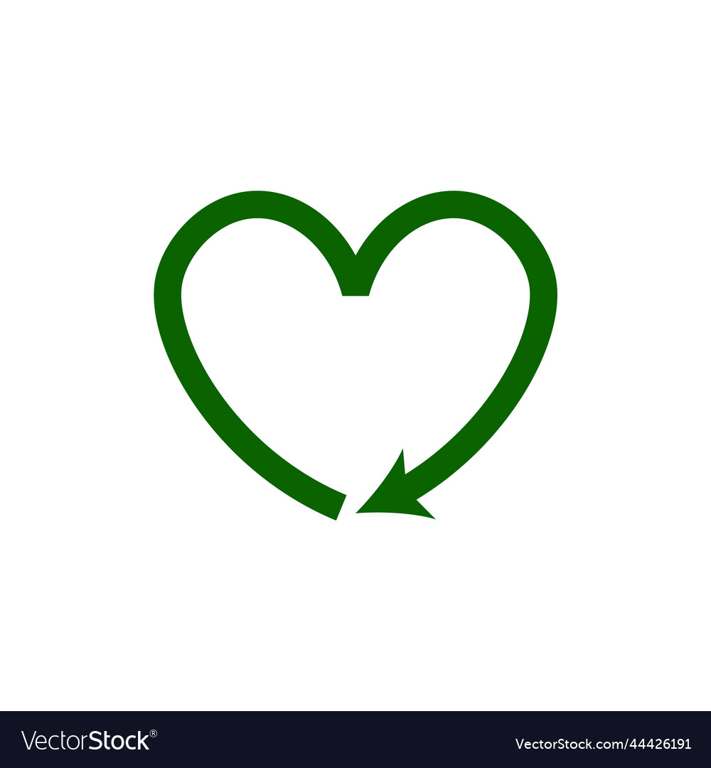 Recycle heart icons reuse green ecology symbol