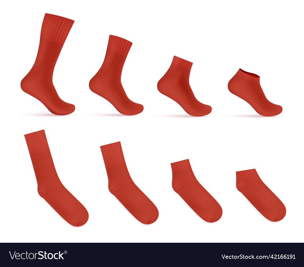 Red socks templates of various length realistic