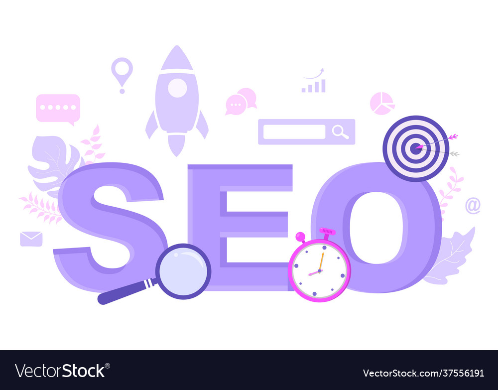 Seo optimization to search engine app development Vector Image Seo optimization to search engine app development