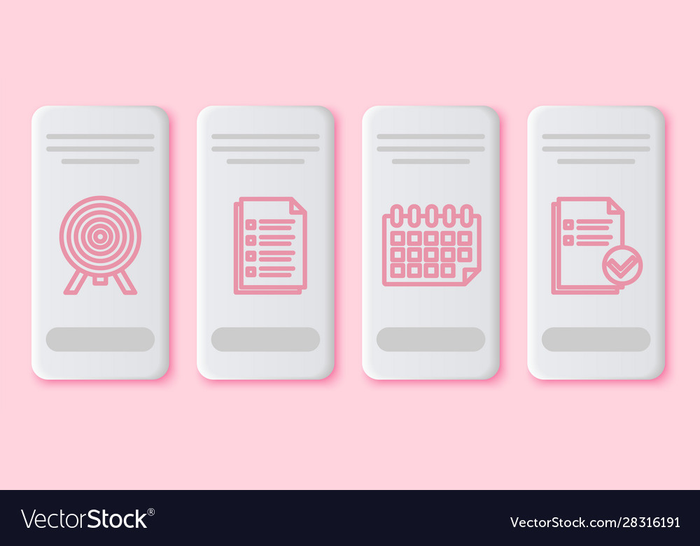 Set line target file document calendar vector image Set line target file document calendar