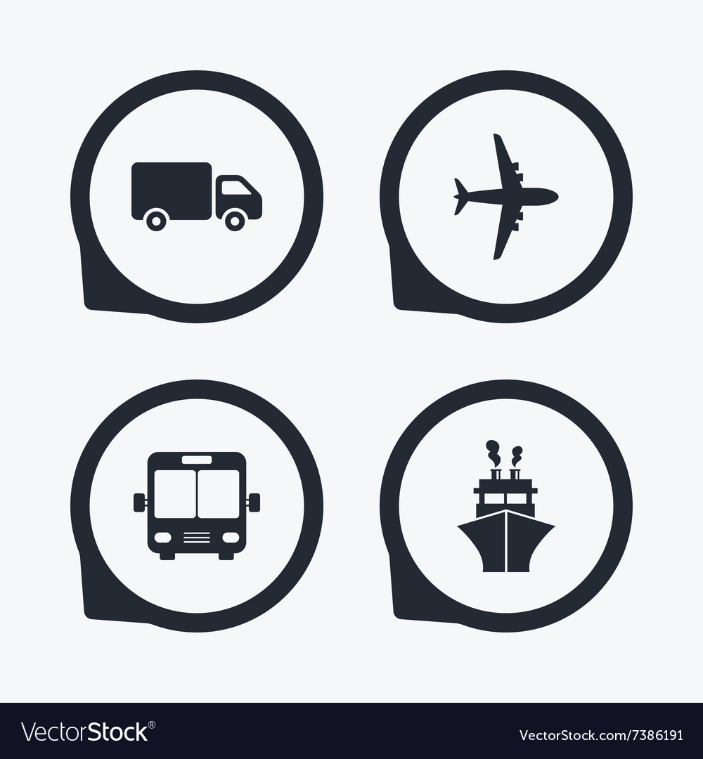 Transport icons truck airplane bus and ship