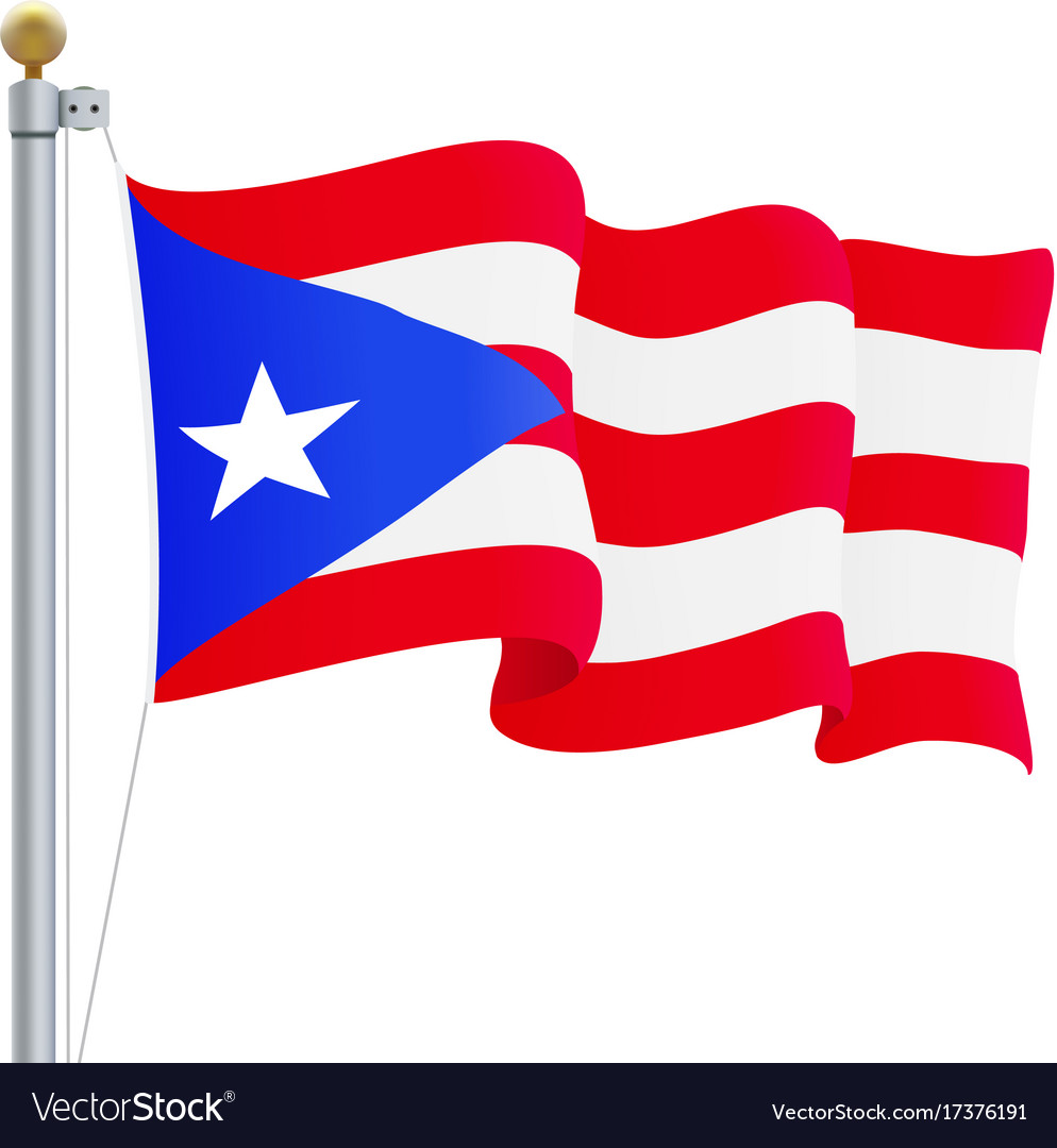 Waving Puerto Rico Flag Isolated On A White Vector Image