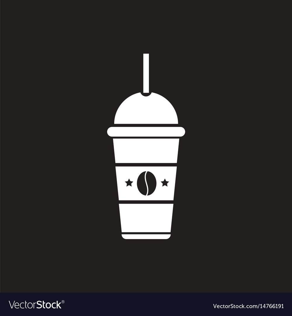 White icon on black background cold coffee Vector Image