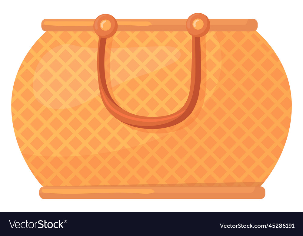 Woven bag in rustic style cartoon wicker icon Vector Image