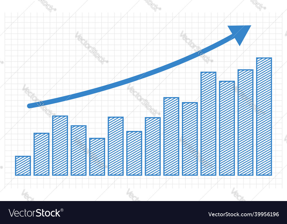 Bar graph growth and up arrow