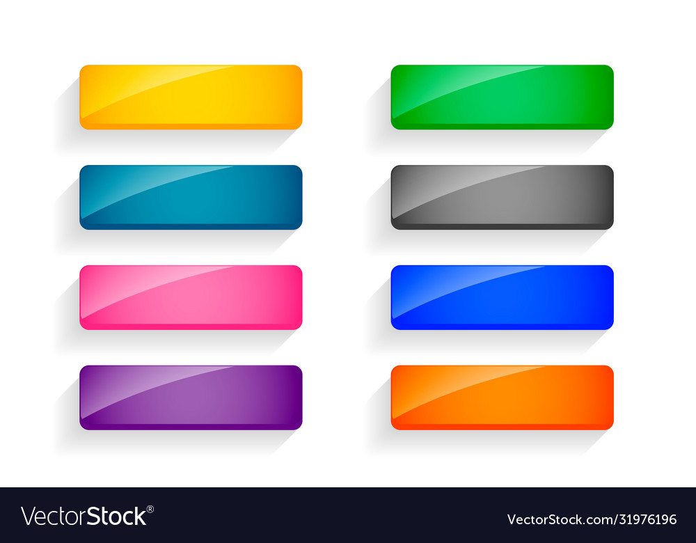 Colorful shiny empty buttons set eight Royalty Free Vector