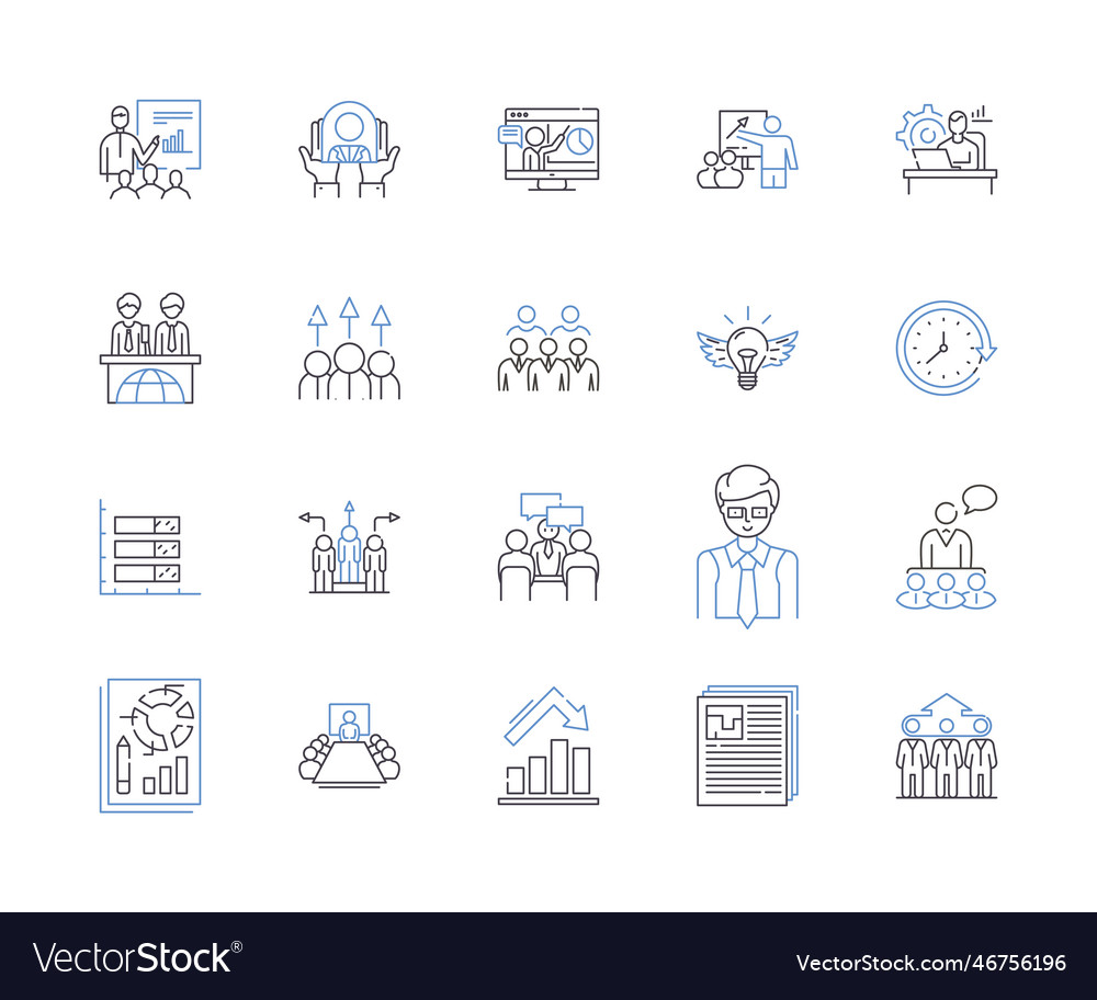 Department coworking outline icons collection