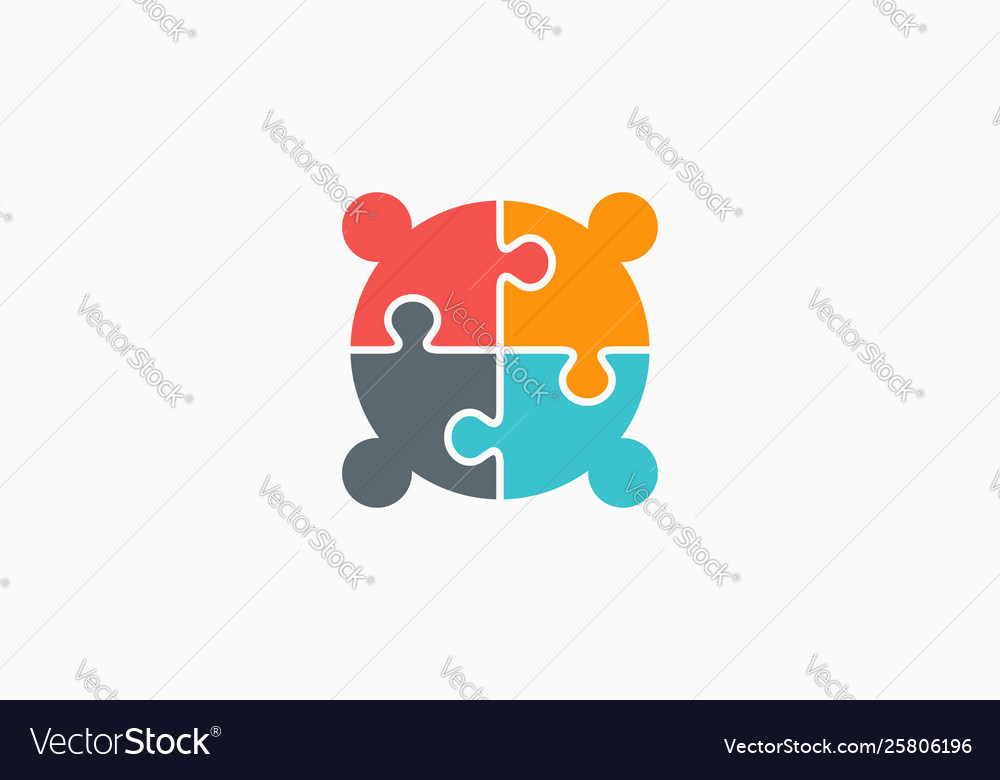 Four creative people connectivity logo Royalty Free Vector