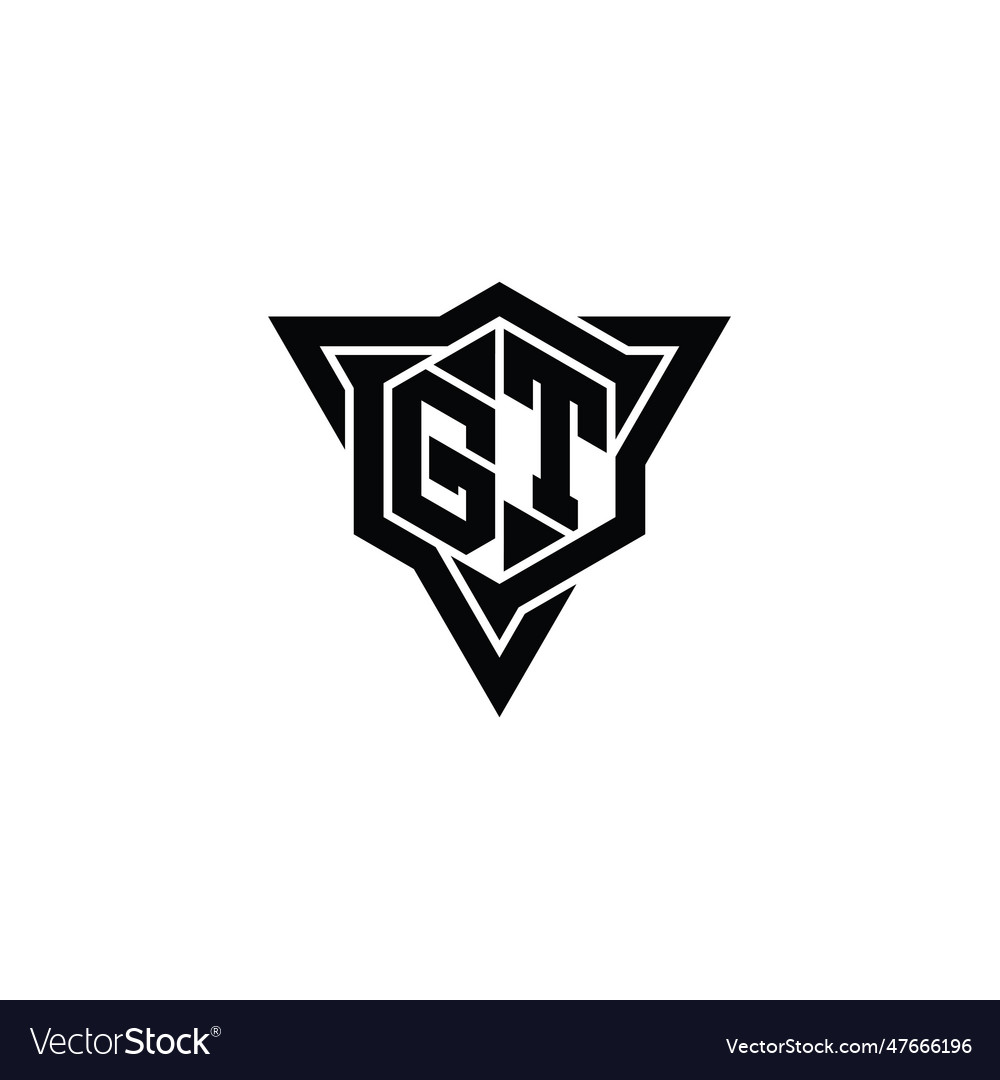 Gt logo monogram hexagon shape with triangle