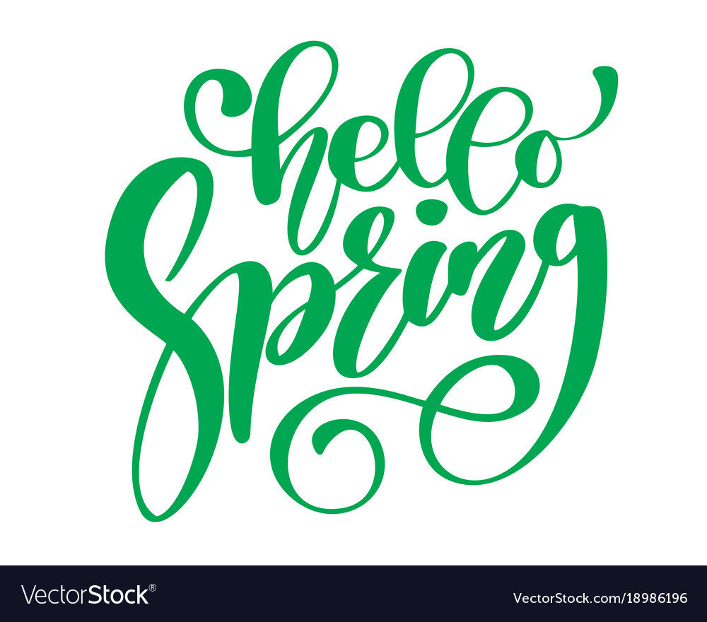 Hand drawn hello spring text motivational Vector Image