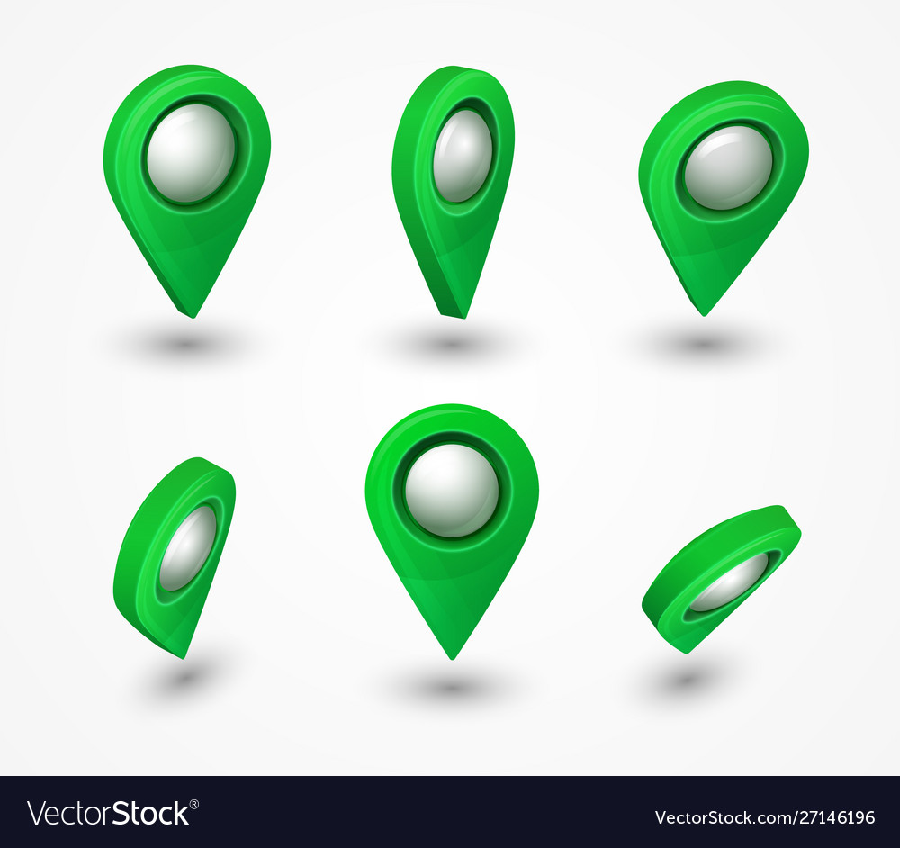 Map pointer 3d pin location symbols set isolated vector image Map pointer 3d pin location symbols set isolated