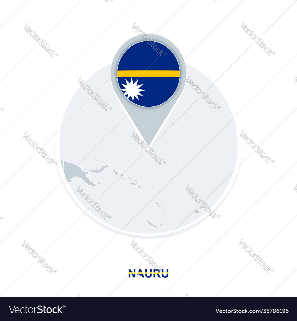 Nauru map and flag icon with highlighted