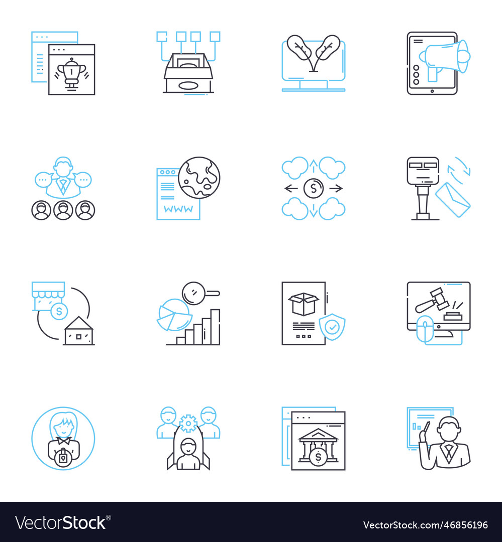 Online communication linear icons set messaging vector image Online communication linear icons set messaging