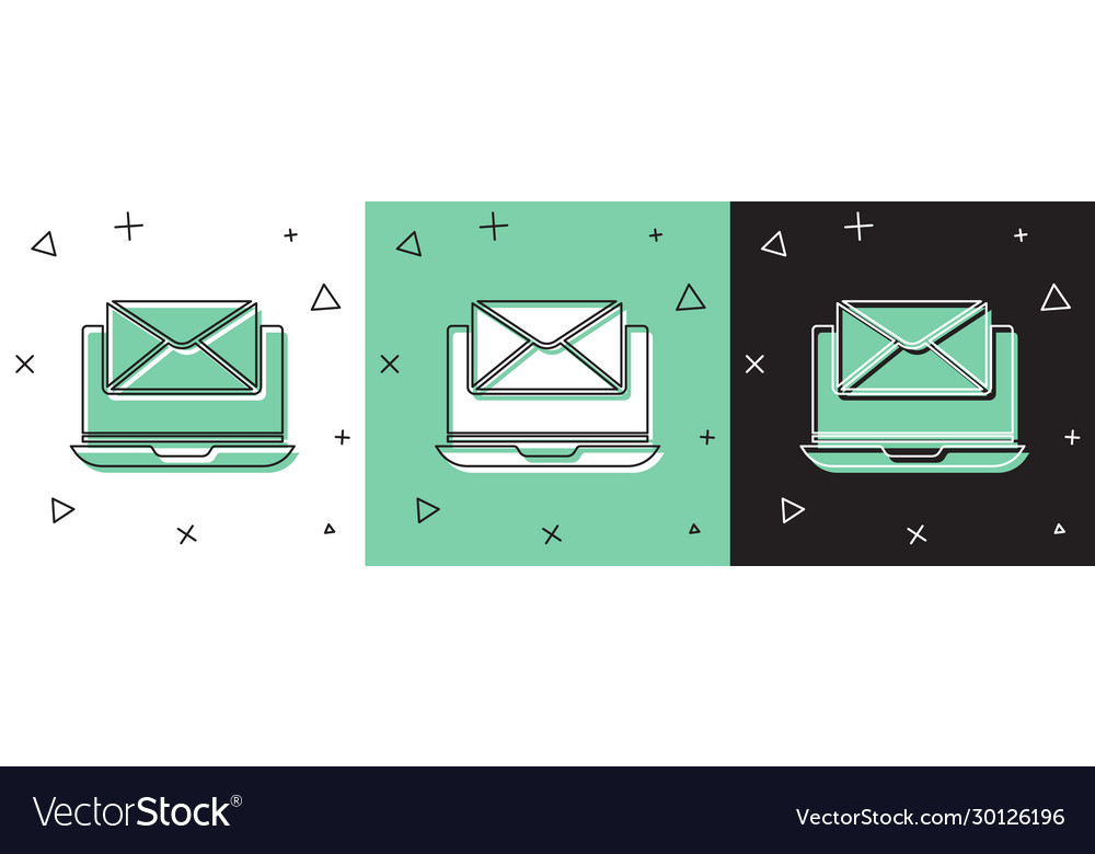 Set laptop with envelope and open email on screen vector image Set laptop with envelope and open email on screen