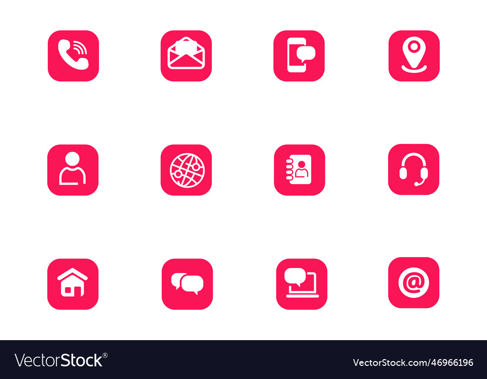 Set of contact icons in rounded rectangle shape Vector Image Set of contact icons in rounded rectangle shape