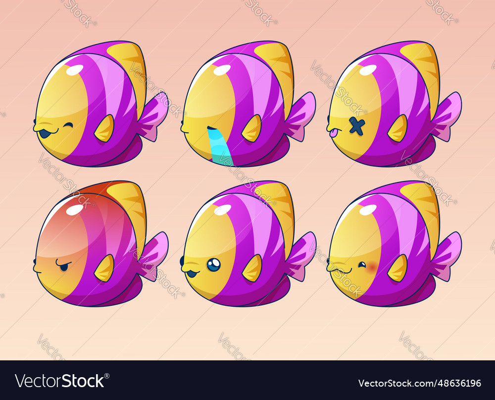 Set of fish emoji characters Royalty Free Vector Image