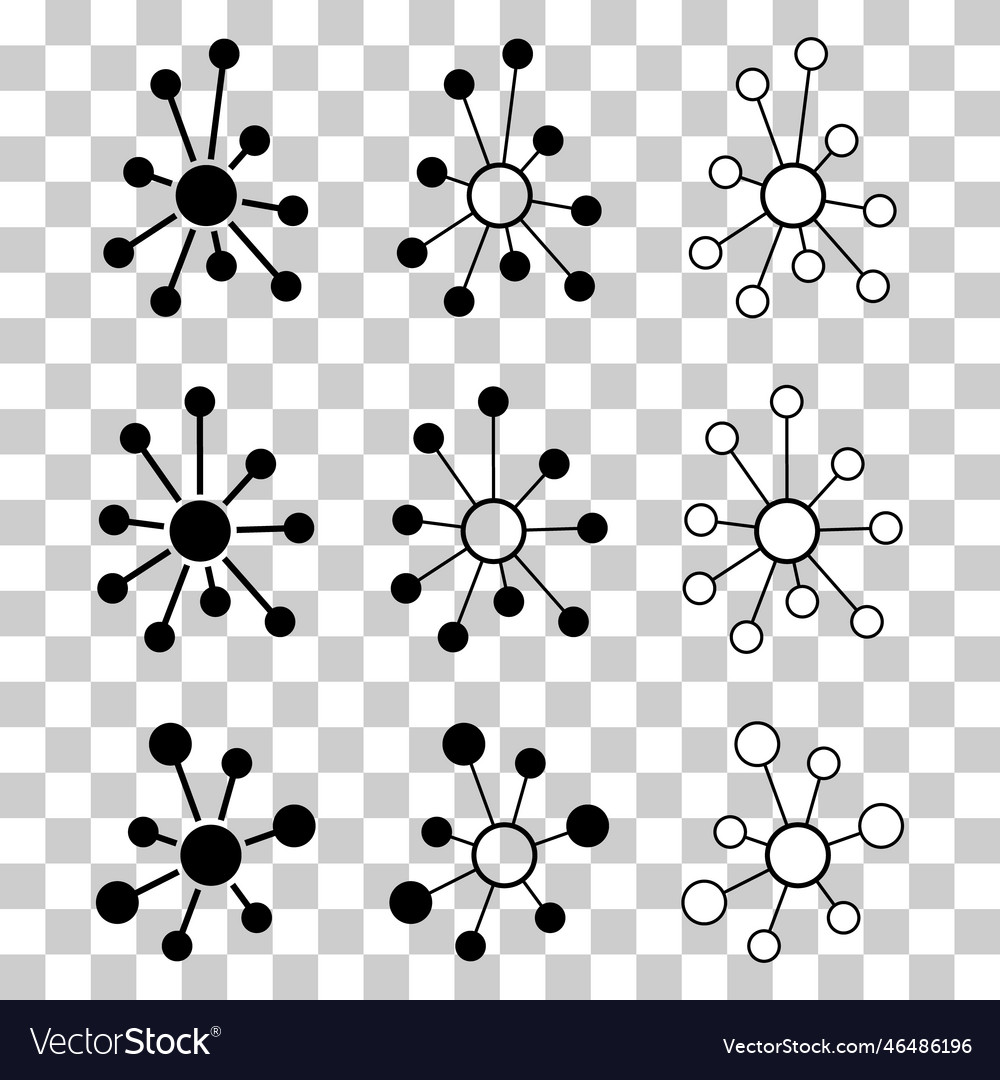 Set of hub flat network icon connect structure vector image Set of hub flat network icon connect structure
