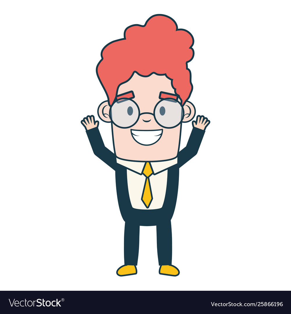 Smiling businessman character on white background