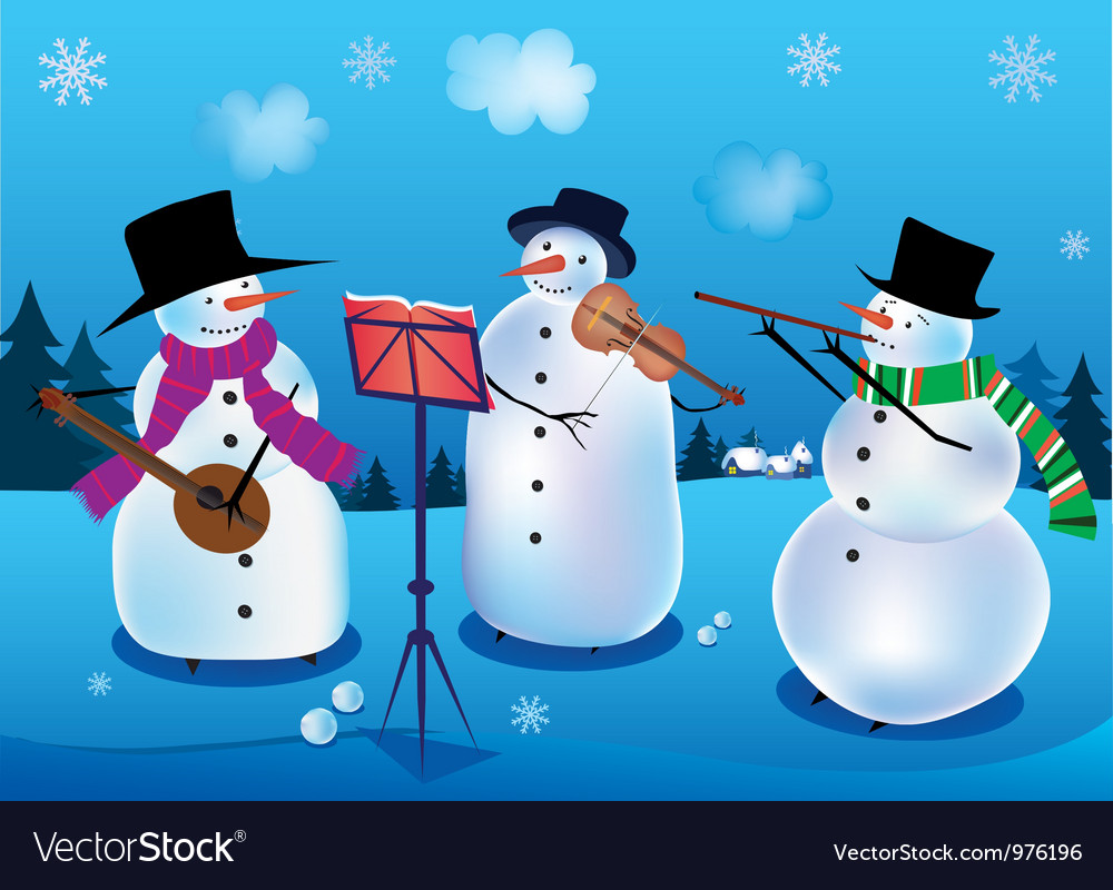 Snowmen musicians Royalty Free Vector Image - VectorStock