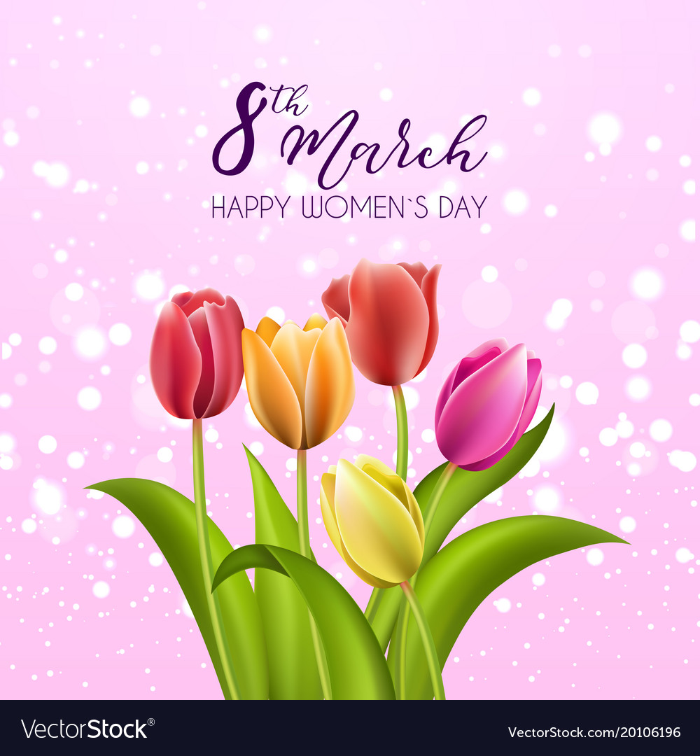 Spring text with tulip flower