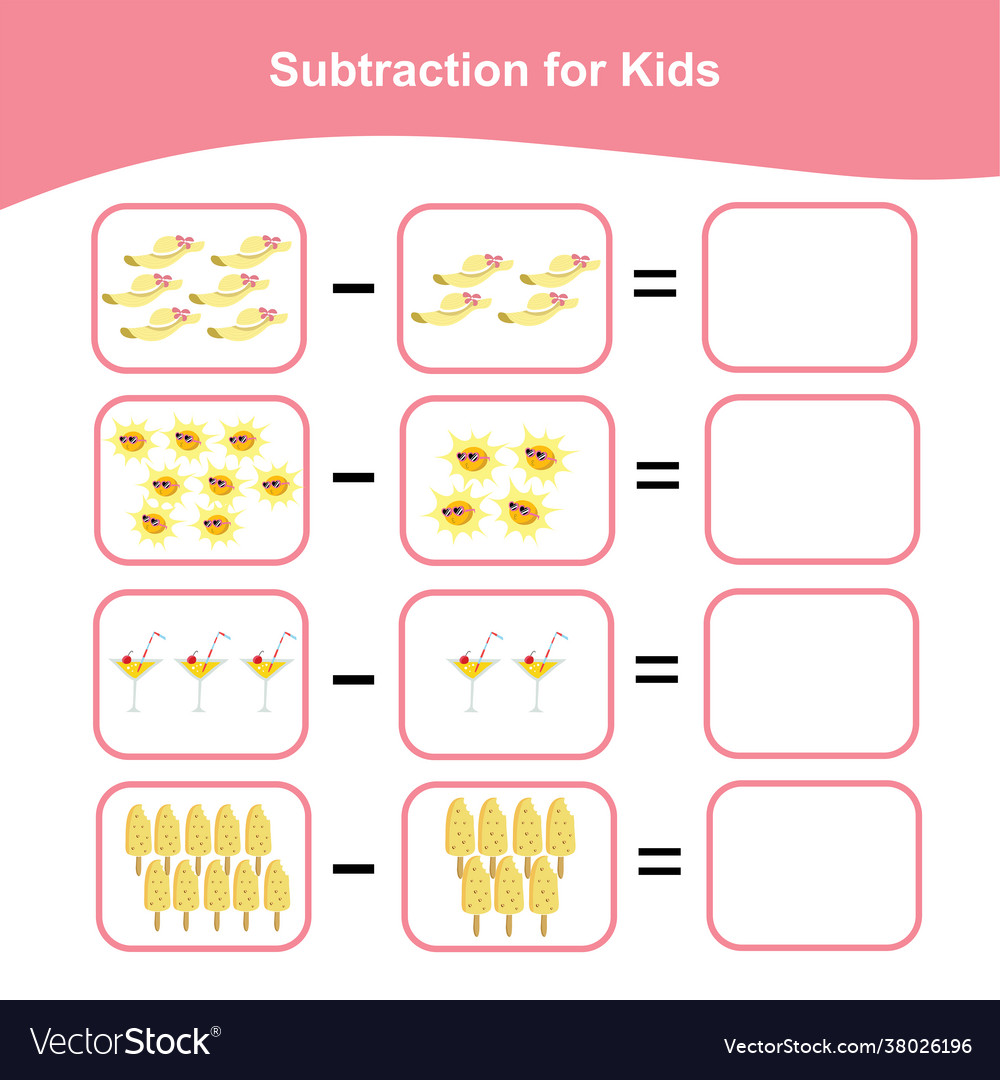 Subtraction for kids Royalty Free Vector Image