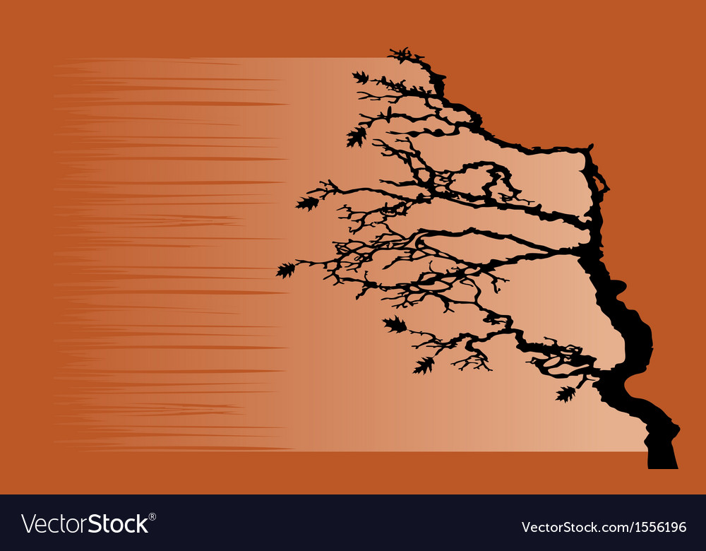 Tree bending by the wind Royalty Free Vector Image