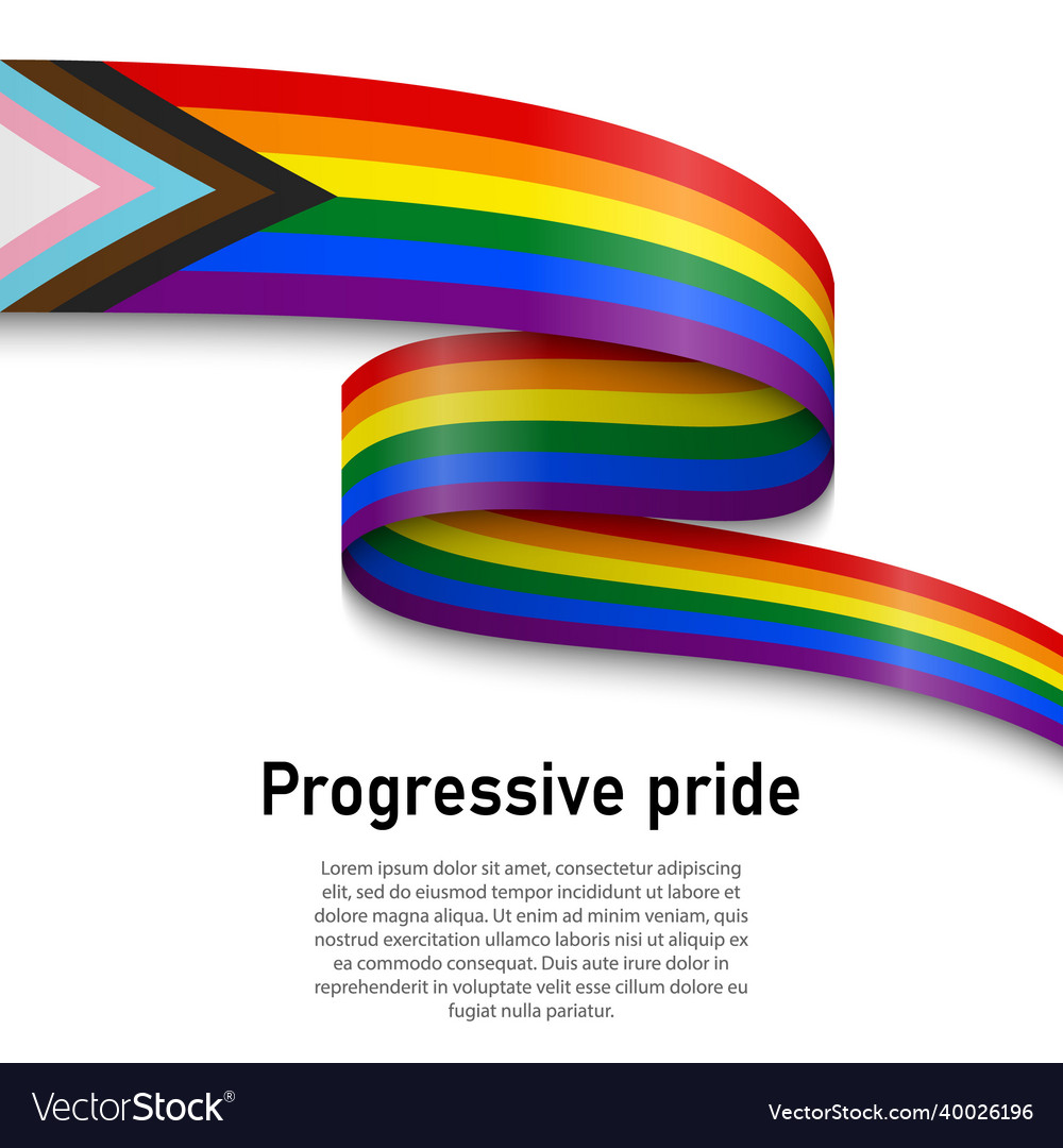 Waving flag of progressive pride on white