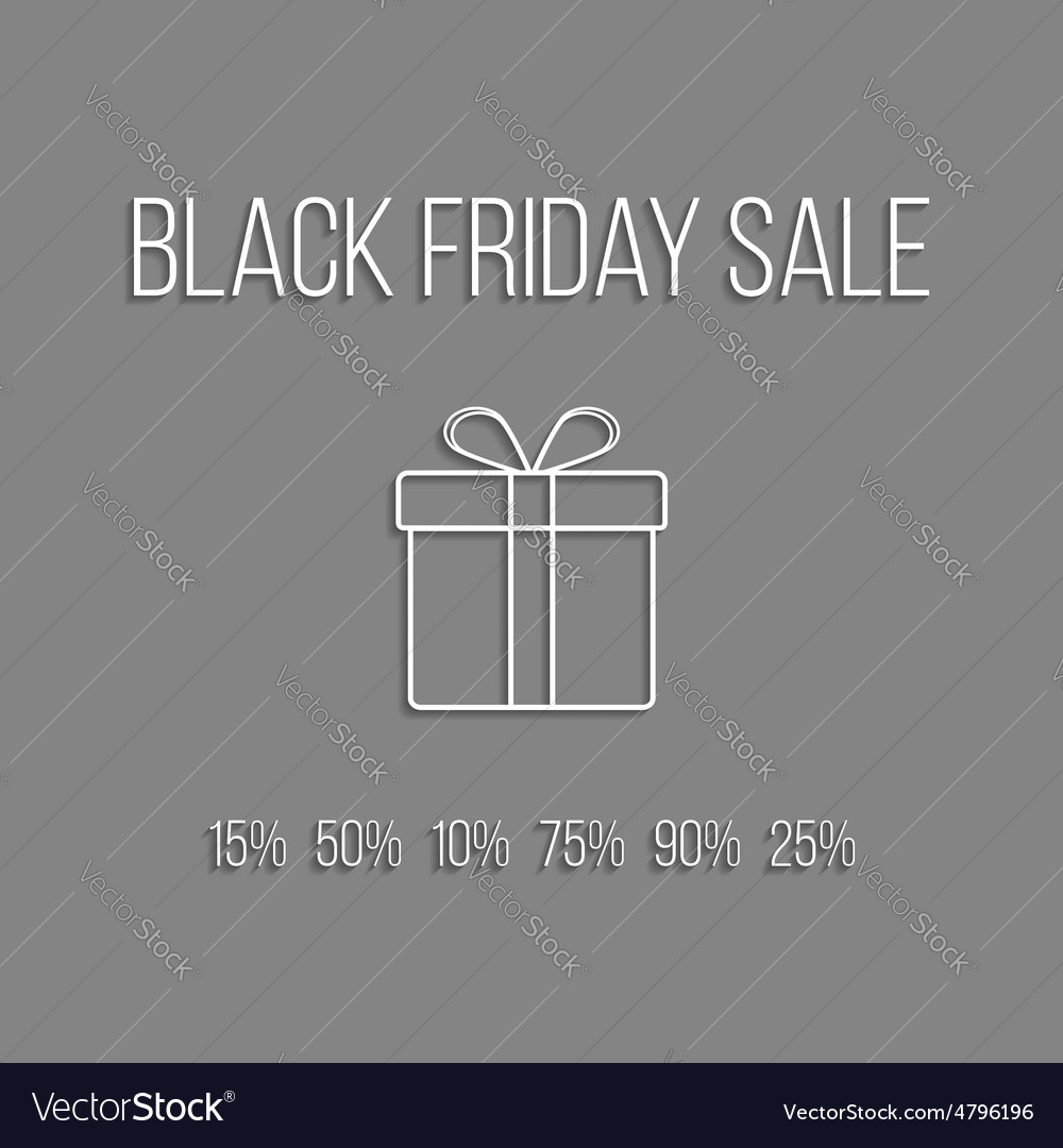 White lettering black friday sale and outline gift