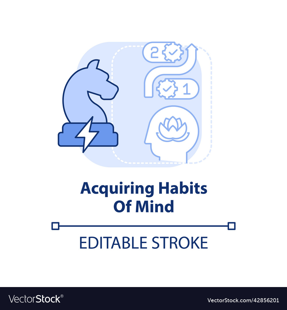 Acquiring habits of mind light blue concept icon