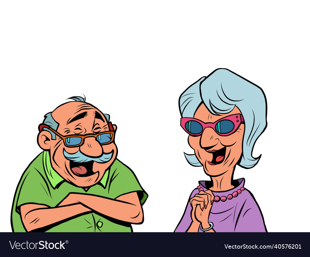 An old man and women couple laugh love