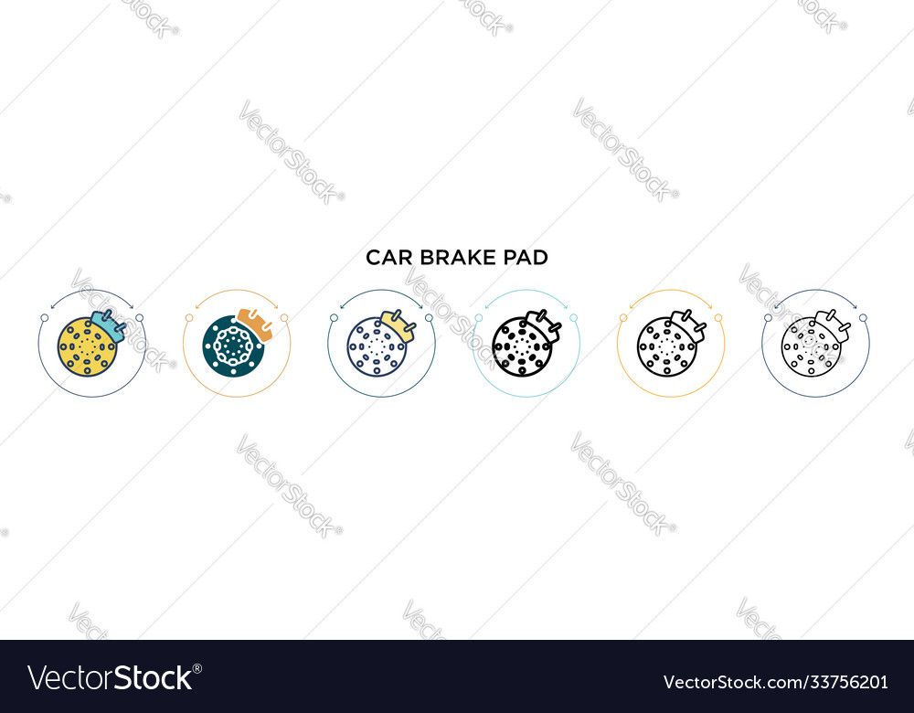 Car brake pad icon in filled thin line outline