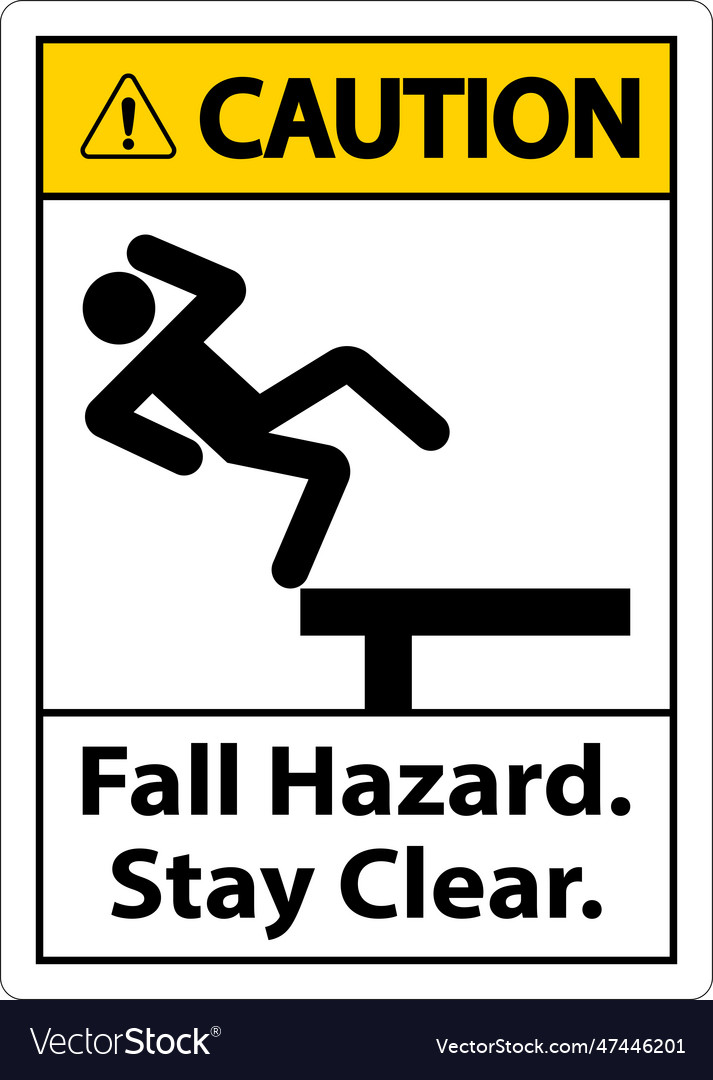 Caution fall hazard stay clear sign on white Vector Image