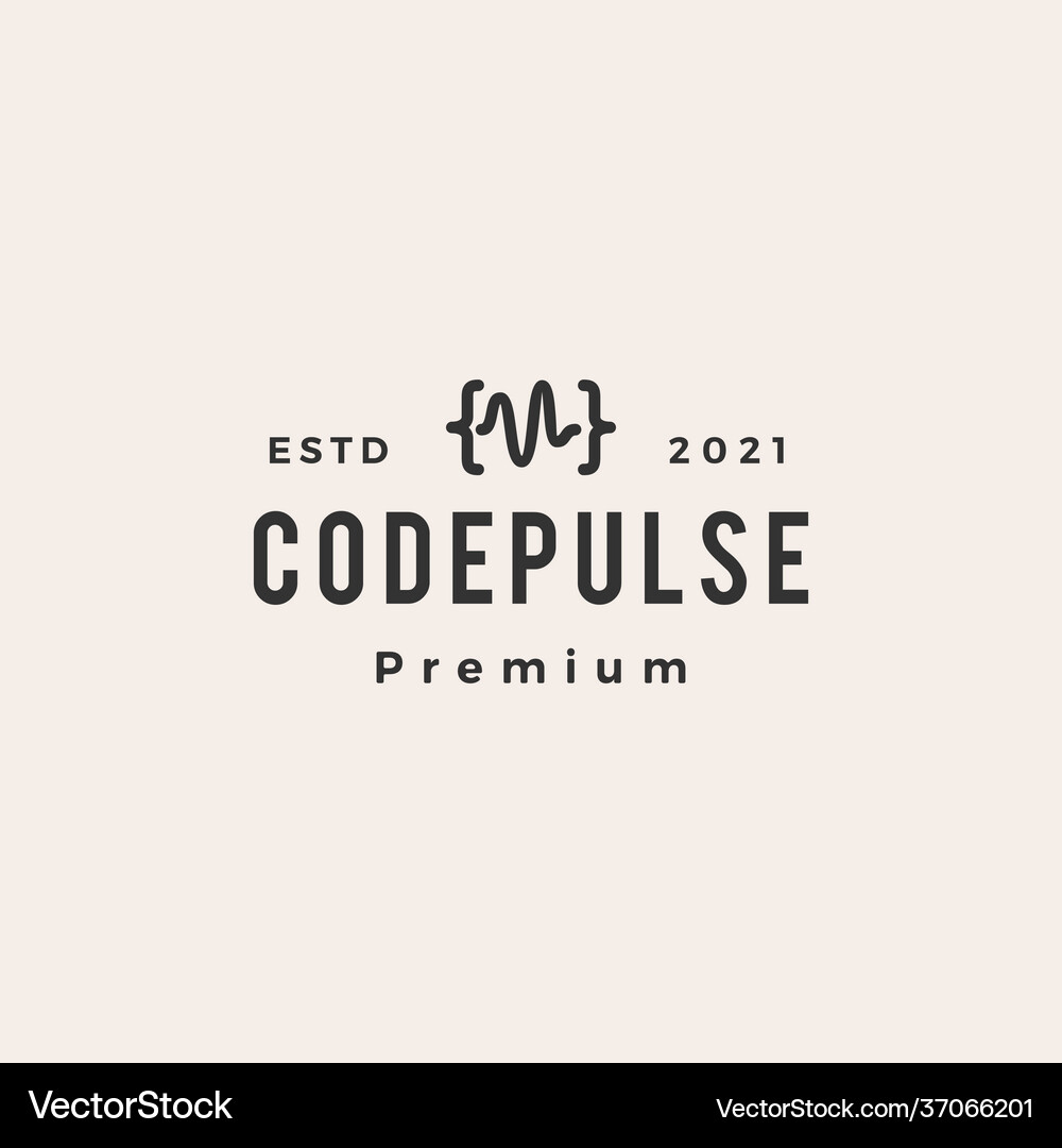 Code pulse hipster vintage logo icon Royalty Free Vector