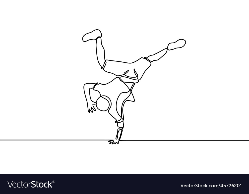 Continuous line drawing break dancer dancing vector image Continuous line drawing break dancer dancing
