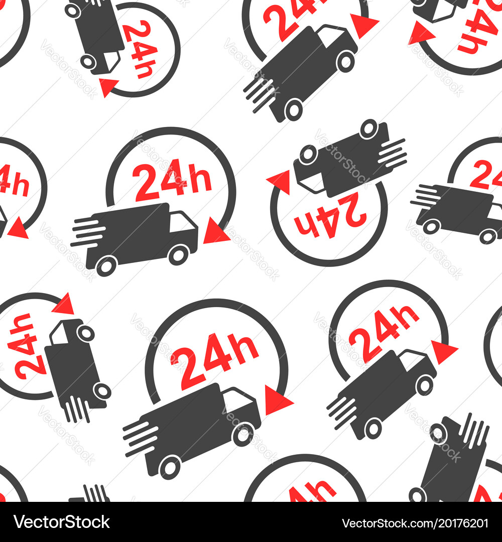 Delivery truck 24h seamless pattern background Vector Image