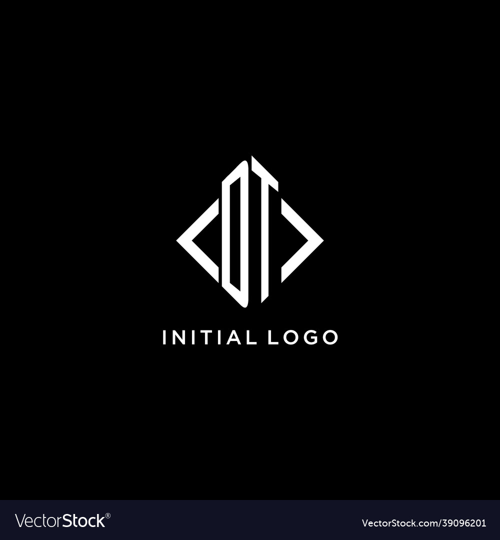 Dt initial monogram with rhombus shape logo design Vector Image Dt initial monogram with rhombus shape logo design