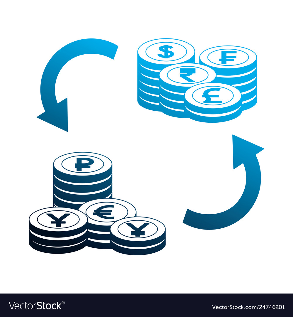 Foreign exchange pile coins currency tranfer money