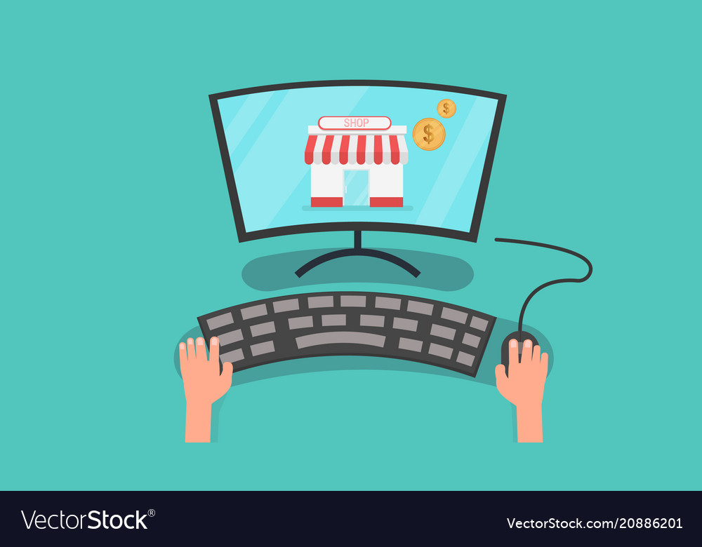 Hands mit Computer mit Speicher und Münzen vector image Hands mit Computer mit Speicher und Münzen