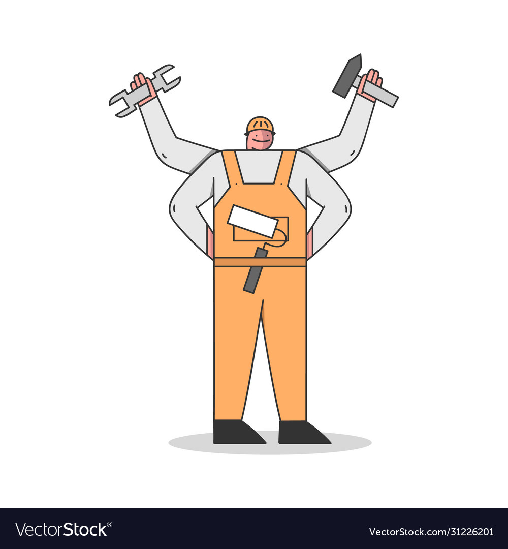 Handyman people concept worker with many hands