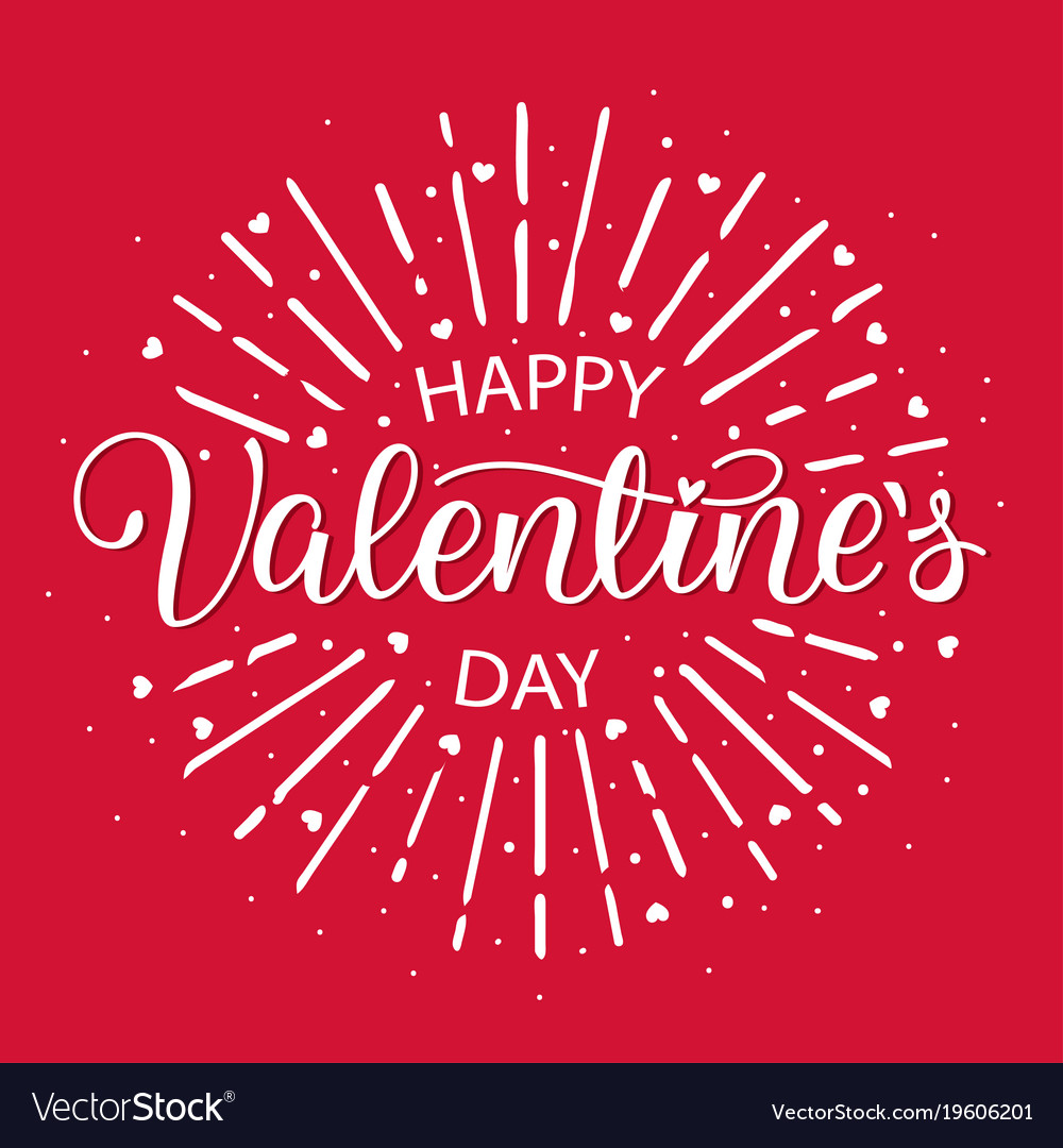 Happy valentines day vintage hand lettering card