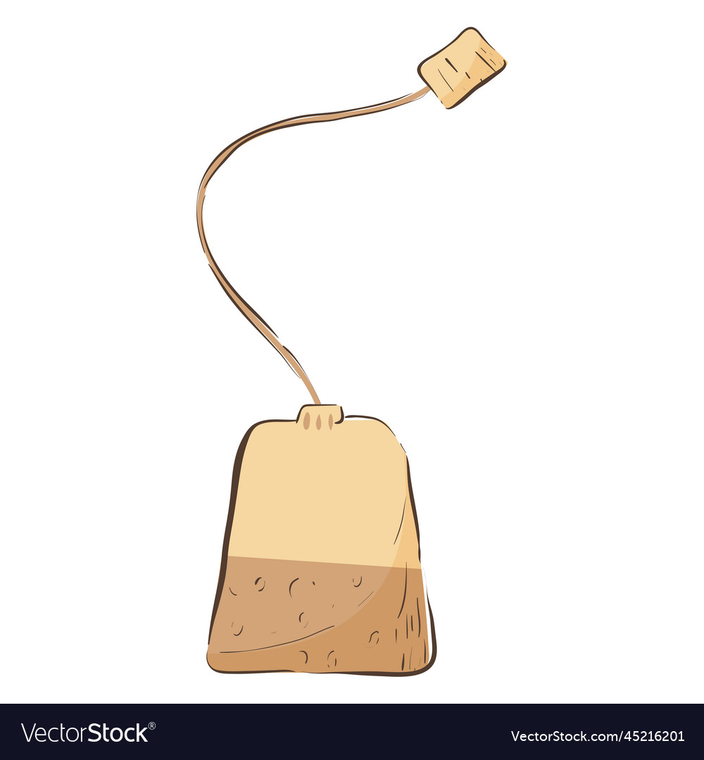 Isolated sketch of tea bag Royalty Free Vector Image