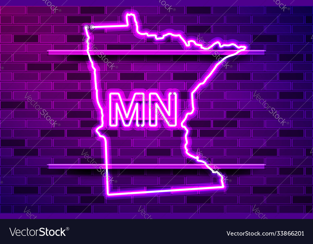 Minnesota us state glowing purple neon lamp sign Vector Image