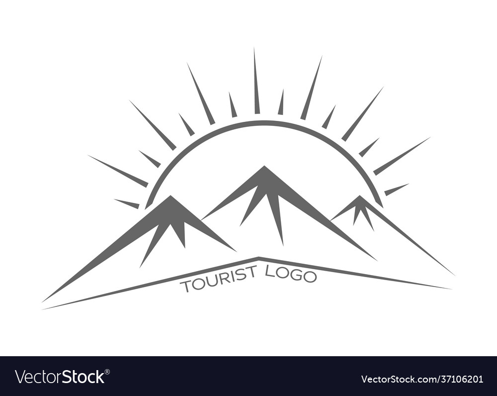 Berge und Sonnenvorlage für ein Logo-Emblem