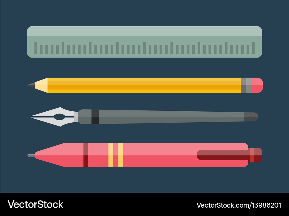 Paint and writing tools collection flat style Vector Image