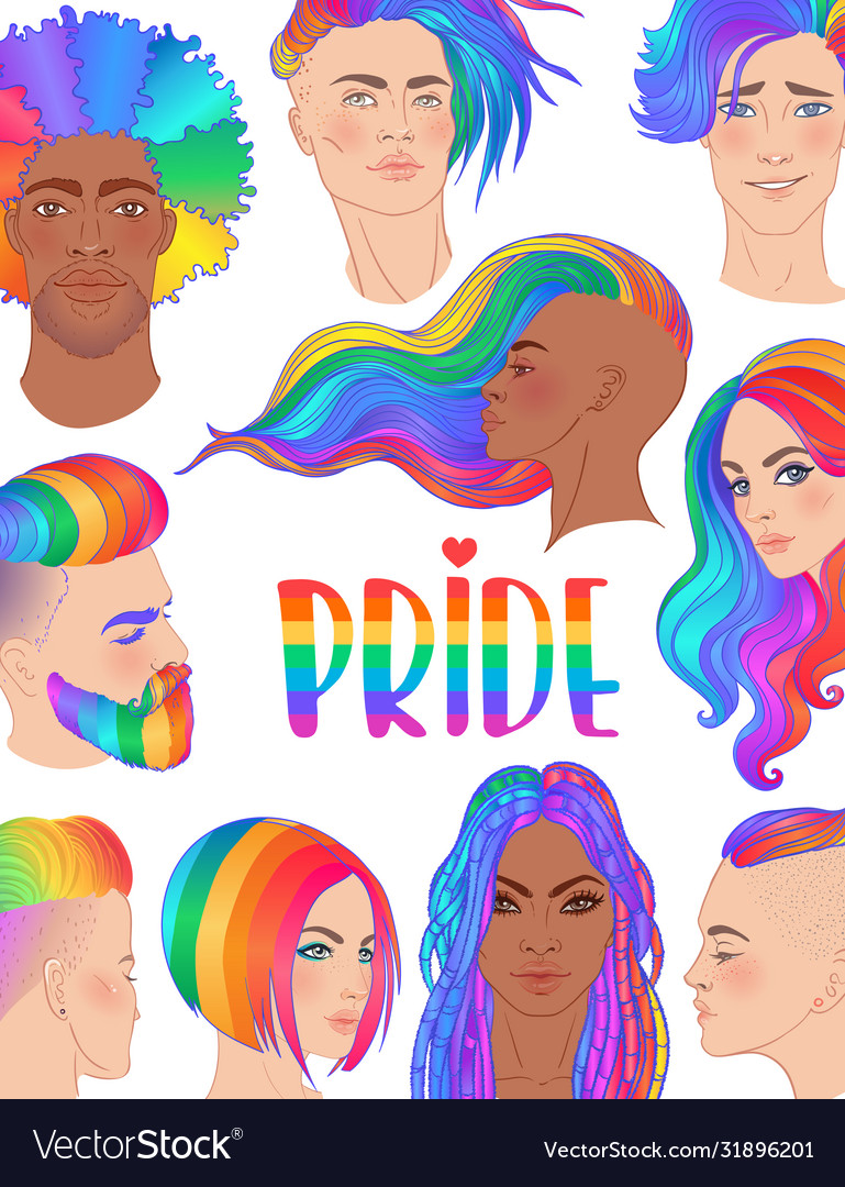 Rainbow people lgbt poster design gay pride