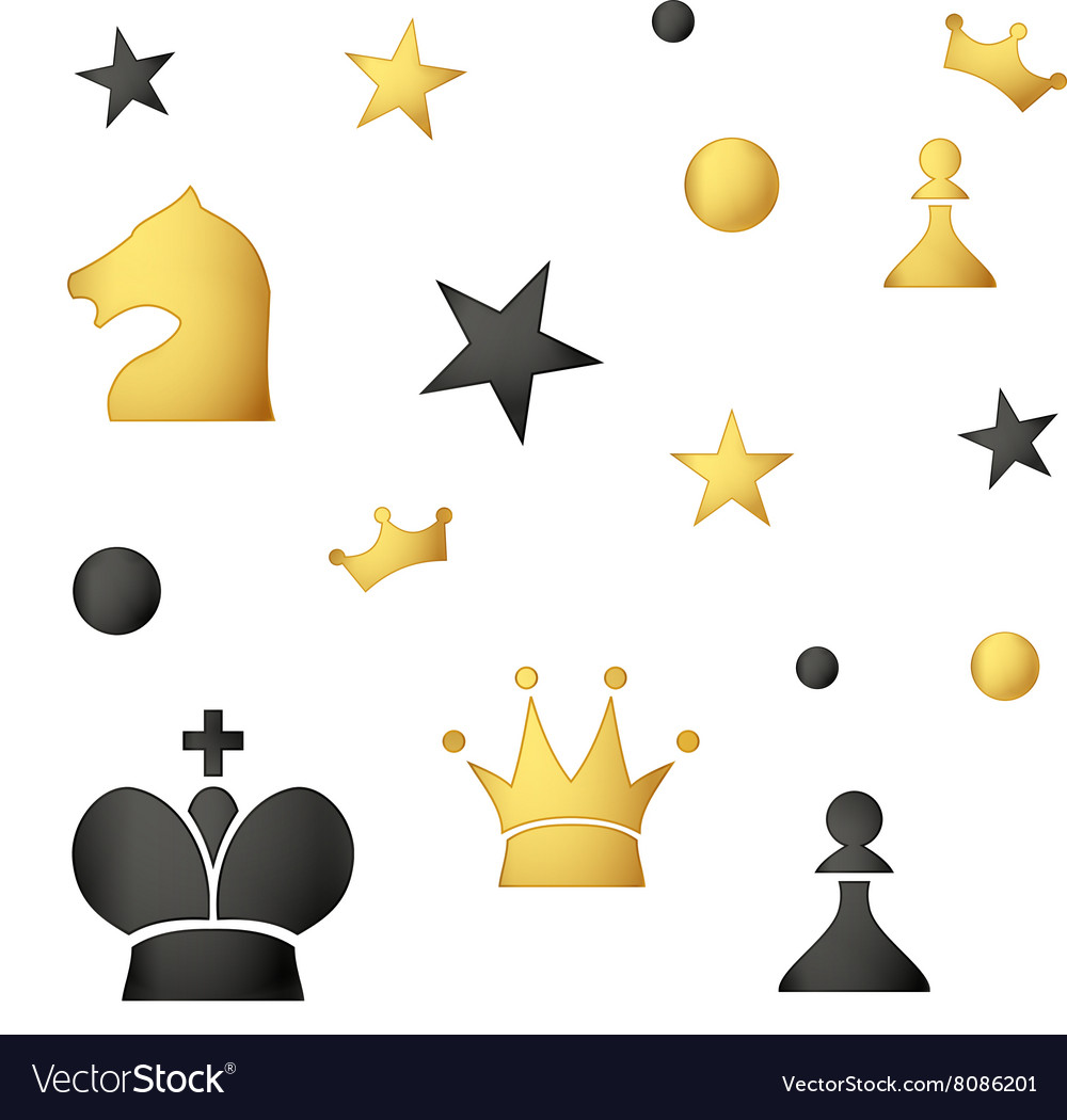 Seamless pattern of colored chess pieces