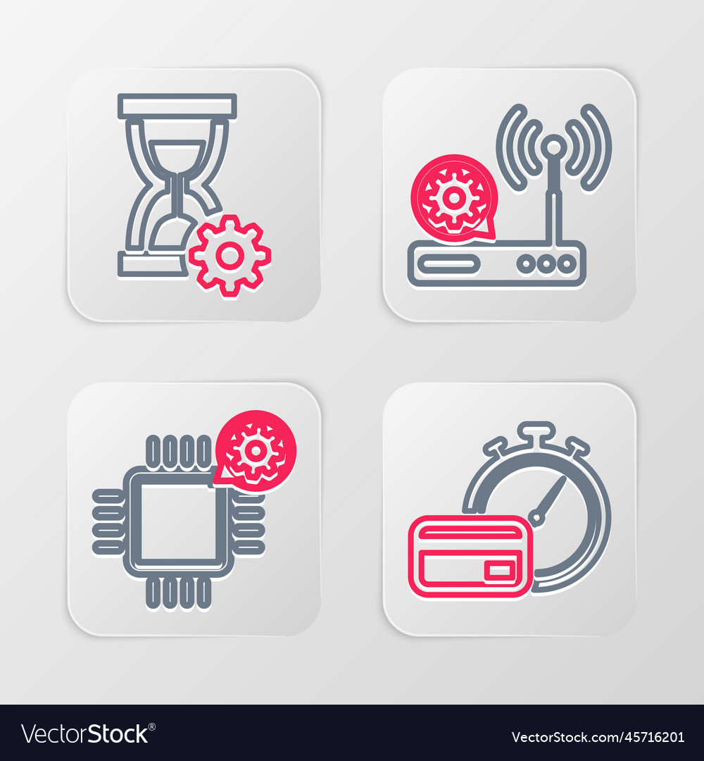 Set line fast payments processor setting router Vector Image Set line fast payments processor setting router