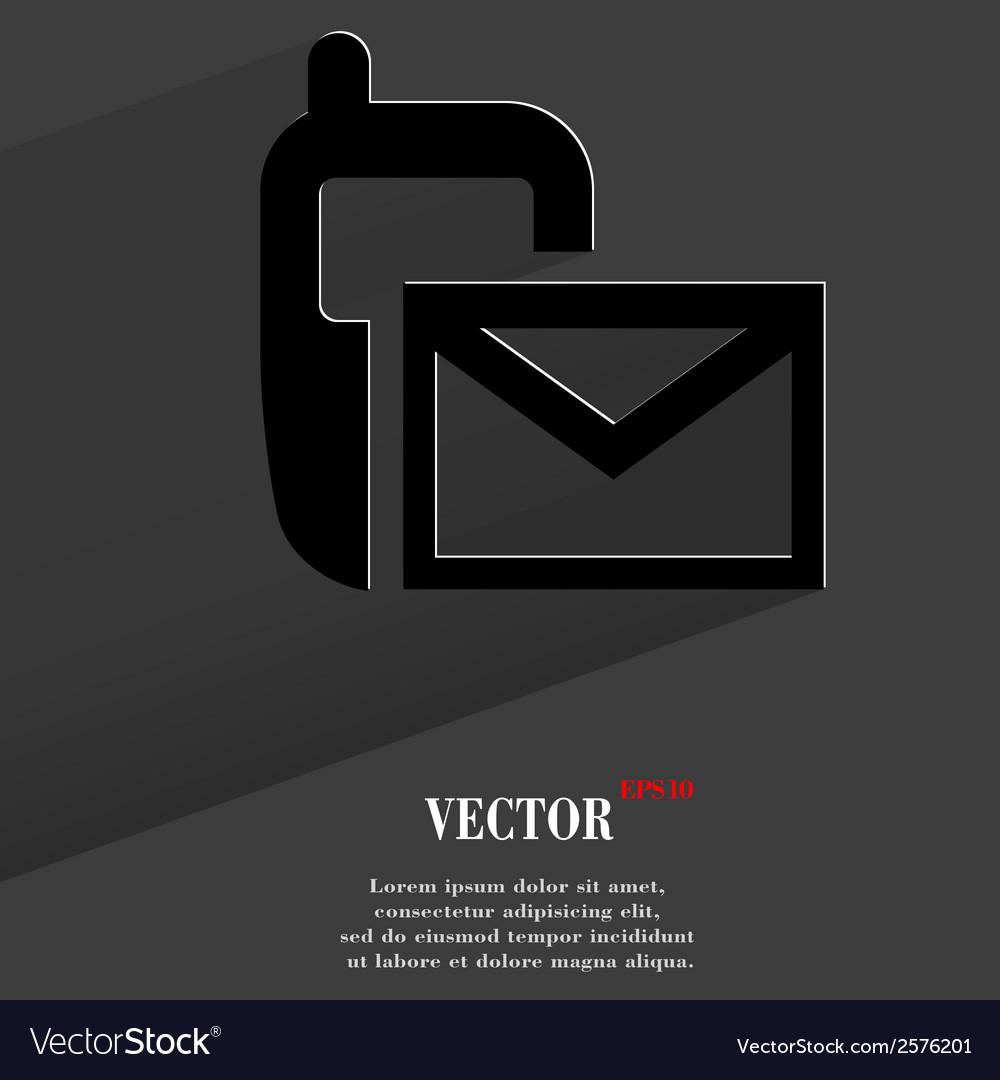 Sms flat modern web button with long shadow
